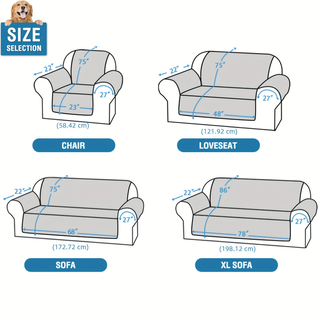Liquid-Resistant Sofa Cover with Pocket, Geometric Pattern Couch Slipcover Furniture Protector for Pets, Washable Thick Soft 1 2 3 4 Seat Sizes Chair Loveseat Sofa