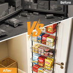 Over The Door Pantry Organizer 6 or 8-Tier, Metal Hanging Storage Shelf with Adjustable Baskets, Spice Rack for Kitchen, Pantry, Laundry & Bathroom, Door Mounted Utility Rack, Black or White