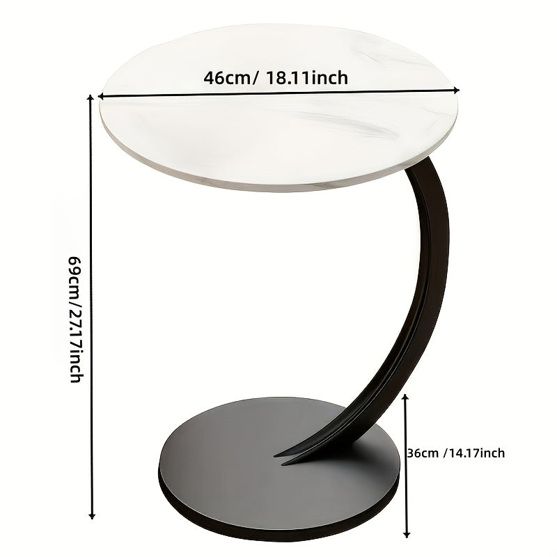 Solid Wood Round Coffee Table – Modern Double-Layer Sofa Side Table for Living Room Bedroom Balcony, Lightweight Luxury Design, White & Black