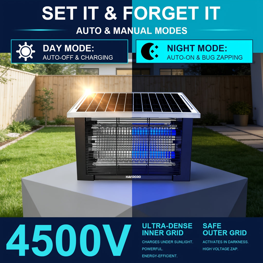 Solar Bug Zapper Outdoor Wireless Portable Mosquito Zapper with Solar Panel Sensor USB Charging Fly Trap Insect Killer for Home Backyard Porch Garden Camping