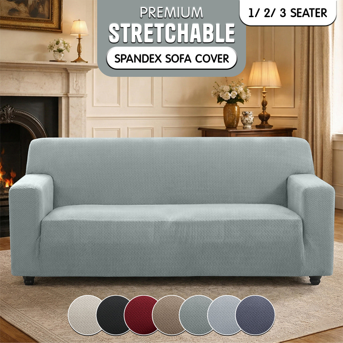 Luxury Spandex Sofa Cover Anti-Slip – Wrinkle-Free Elastic Couch Slipcover, Pet & Scratch-Proof, Machine Washable, All-Season, 7 Colors, 1/2/3 Seater, Living Room Home Decor