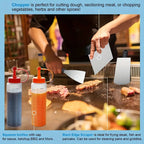 BBQ Grill Tool Set with Cast Iron Meat Press & Meat Thermometer - Complete Outdoor Barbecue Accessories Kit for Teppanyaki Grilling, Backyard Parties & Father's Day Gift