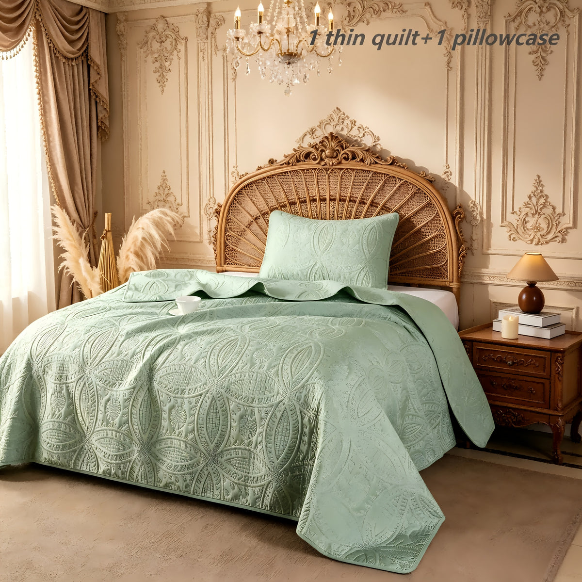 Quilted Bedspread Set Lightweight Cooling Coverlet with Pillow Shams Twin Queen King Soft Breathable Summer Bedding Set Machine Washable