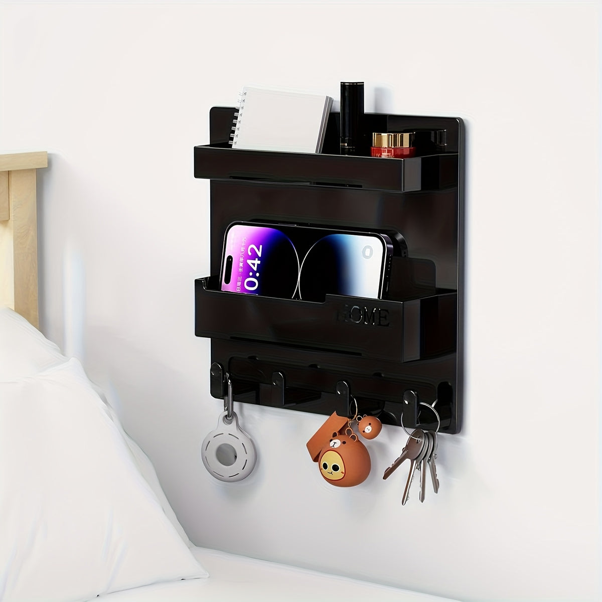 Self-Stick Bedside Floating Wall Shelf – No-Drill Wall Mount Bedroom Storage Organizer for Girls Room Aesthetic Decor, Cute Bedside Accessories Shelf for Bedroom Organization