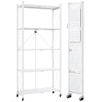 3-5 Tier Rolling Storage Rack with Wheels – Foldable Metal Shelving Unit for Home, Office & Kitchen Organization