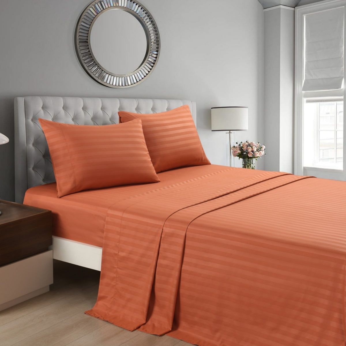 Striped Bed Sheet Set Extra Soft Breathable, Fade-Resistant Deep Pocket Fitted Sheets for Bedroom Guest Room Hotel – All Season 3/4 Piece (Flat Sheet, Fitted Sheet, Pillowcase)