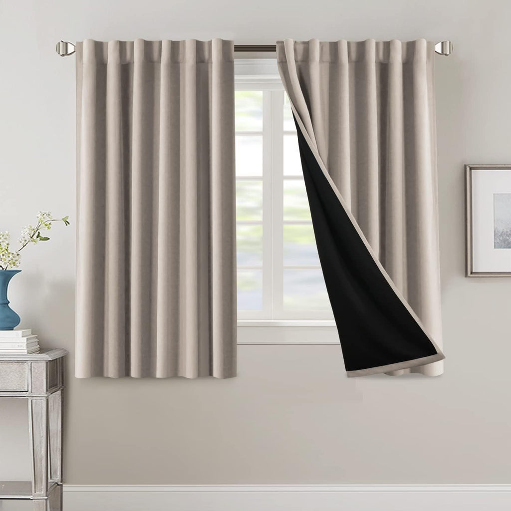 Blackout Curtains 2 Panels 100% Room Darkening 96 Inch Long – Triple Weave Thermal Insulated Back Tab & Rod Pocket Window Drapes for Bedroom & Living Room