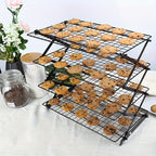Wire Cooling Rack Set Collapsible Stainless Steel with Muffin Cup Slots - Baking Rack for Cakes, Cupcakes, BBQ & Drying, Stackable Oven Safe Cooling Grid