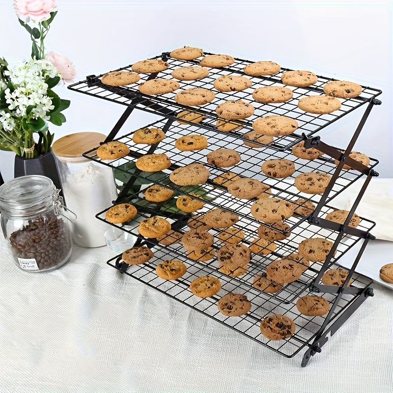 Wire Cooling Rack Set Collapsible Stainless Steel with Muffin Cup Slots - Baking Rack for Cakes, Cupcakes, BBQ & Drying, Stackable Oven Safe Cooling Grid