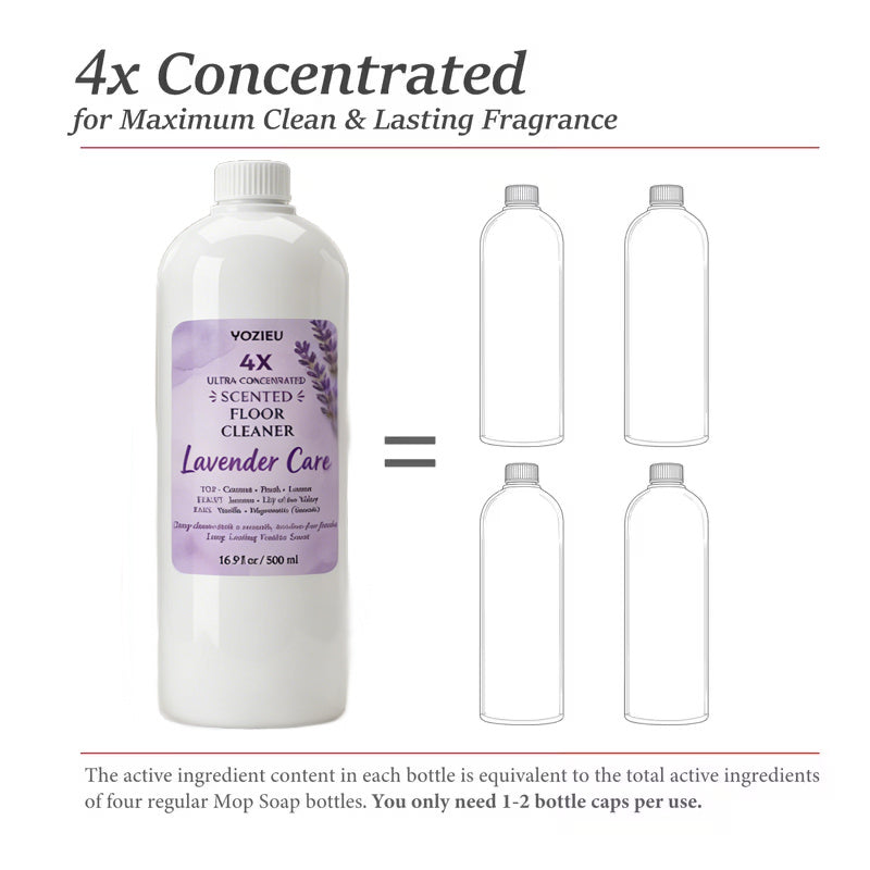 4x Concentrated Liquid Floor Cleaner 500ml - Pet-Friendly, Scented, Cleans & Deodorizes, No Watermarks, Multi-Surface Formula - Lavender, Citrus, Vanilla Lemon & Coconut Scents