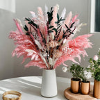 50-Piece Pampas Grass & Dried Flower Bouquet Set – Boho Reed Feather Mix for Wedding Decor, Living Room Arrangement & Nordic Photo Props