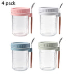 Overnight Oats Containers with Lids and Spoons – 16 oz Airtight Glass Mason Jars for Meal Prep, Breakfast, Milk, Cereal & Fruit | 4-Pack & 6-Pack