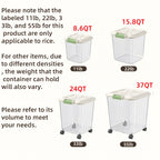 Large Capacity Rice Storage Box with Lid & Universal Wheels – Sealed PP Cereal Container, Movable Kitchen Pantry Storage, 2-Pack or 4-Pack (11–55 lbs)