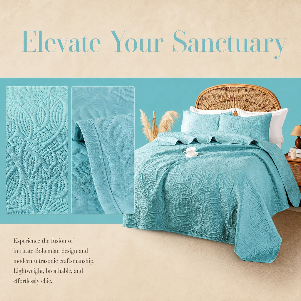Quilted Bedspread Set Lightweight Cooling Coverlet with Pillow Shams Twin Queen King Soft Breathable Summer Bedding Set Machine Washable