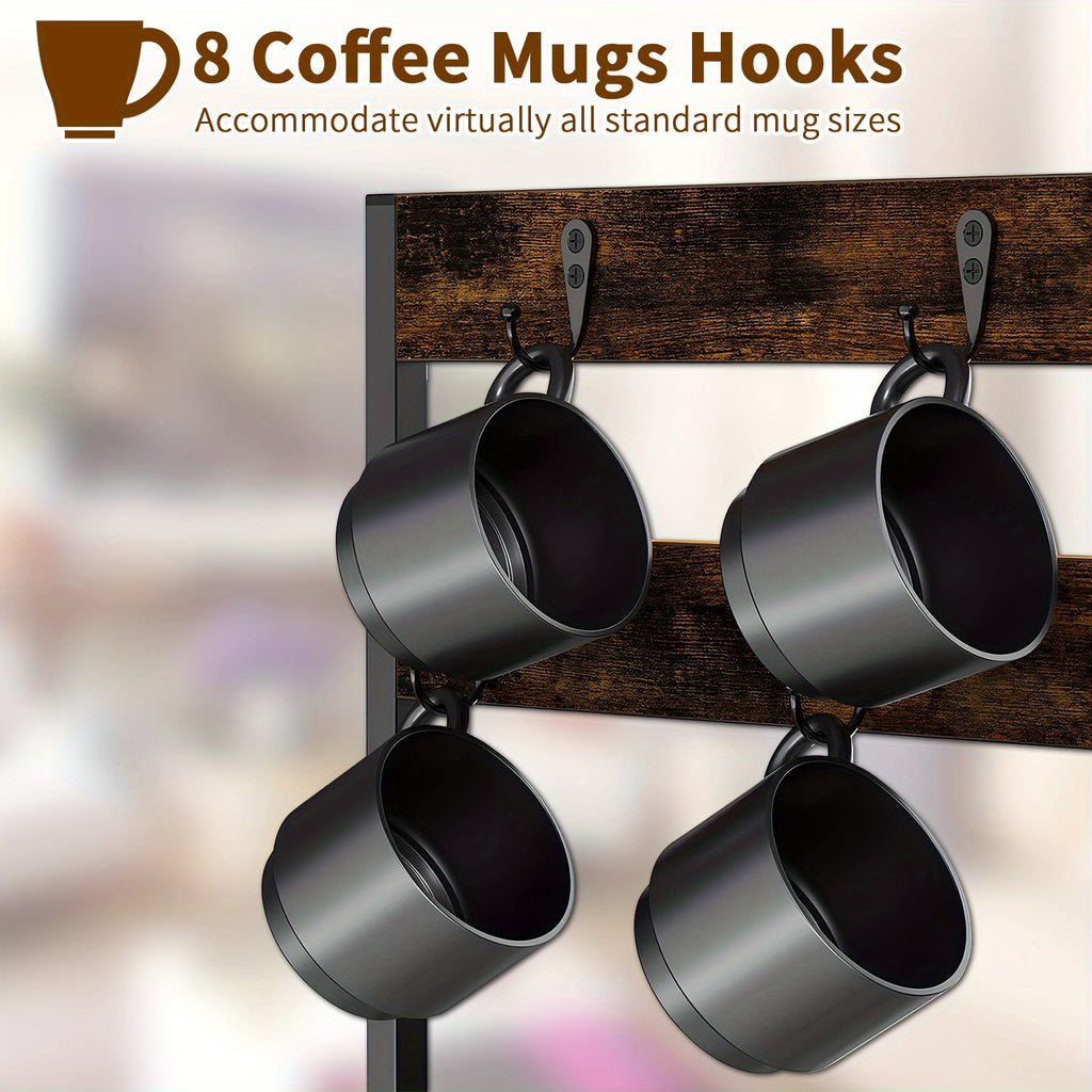 K-Cup Holder Drawer Coffee Pod Organizer for Counter with Mug Rack & Coffee Maker Stand – 35-Pod Capacity Kitchen Countertop Storage for Home & Office
