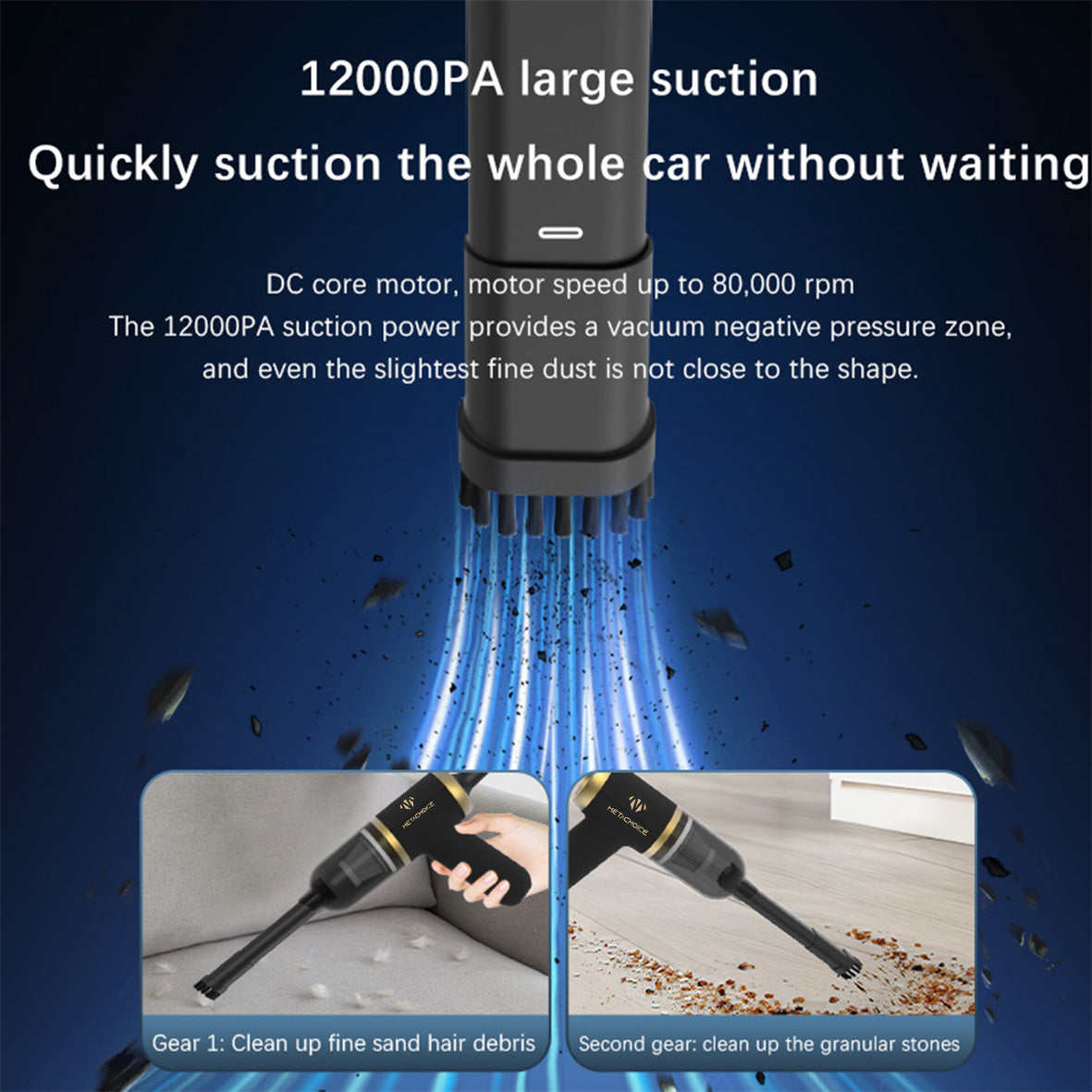 Cordless Handheld Vacuum Cleaner 12KPa High Suction – Blow & Suction Dual Mode, Ultra-Lightweight 12.2oz, 2x2000mAh Battery, Type-C Charging, Mini Portable Vacuum for Car Home Office Pet Hair