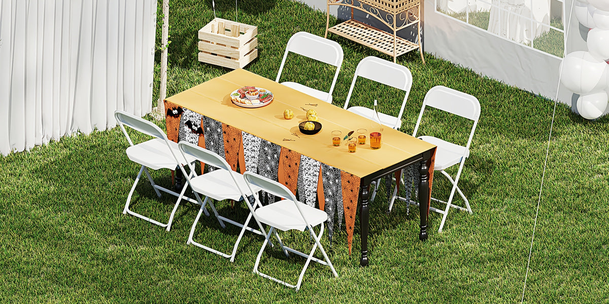 Stackable Folding Dining Chairs 350 Lbs Capacity Steel Frame for Kitchen Dining Room Catering & Outdoor Parties – Space-Saving Plastic Chairs