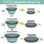 3-Pack Foldable Silicone Camping Bowls with Lids - Collapsible Stackable Food Containers with Storage Bag for Camping Hiking Salads Lunches, Rust-Proof PP, Pink Blue