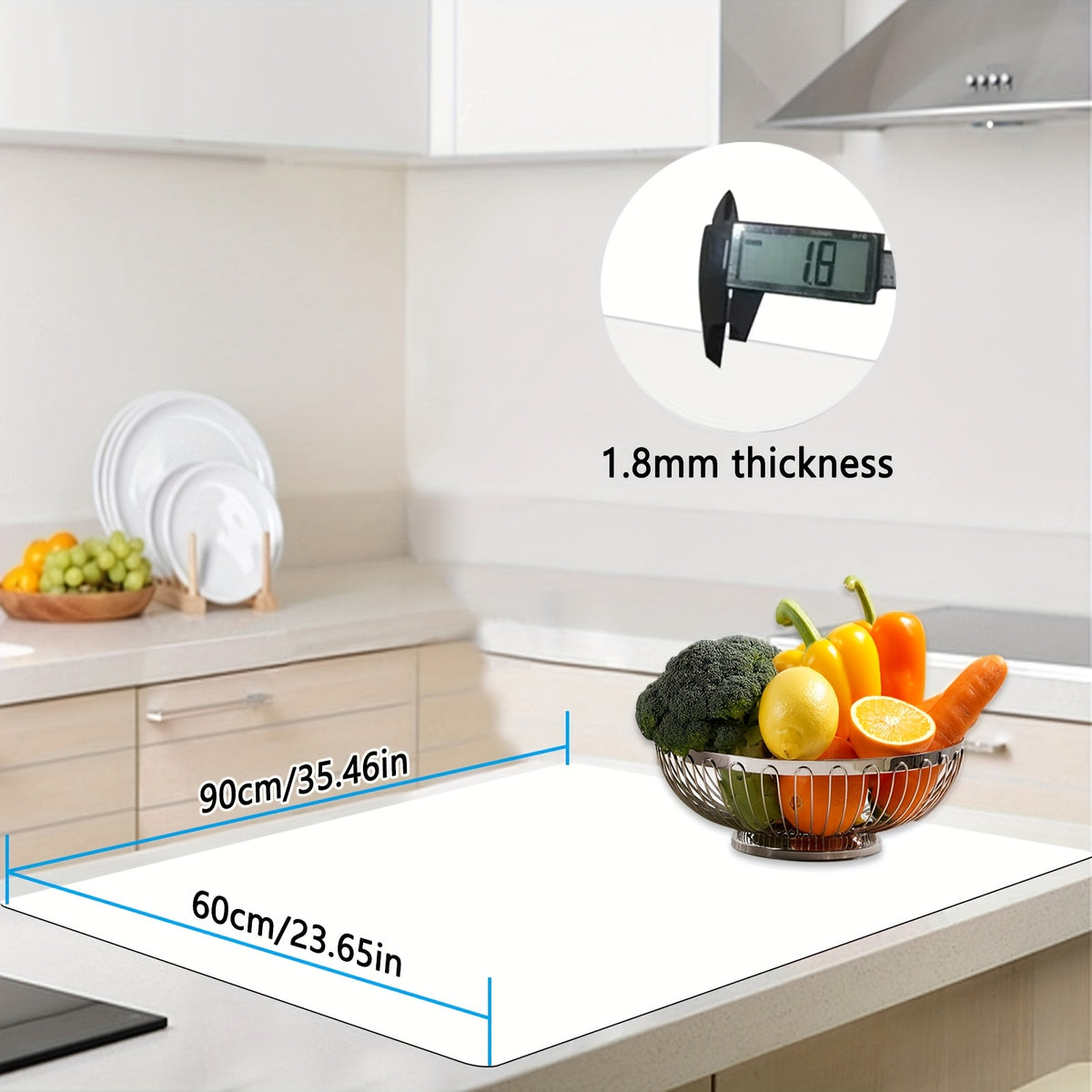 Silicone Kitchen Counter Mat Extra Large, Nonslip Heat Resistant Countertop Protector, Nonstick Waterproof Craft Mat & Table Placemat, Multi-Size in Gray, Black & Translucent