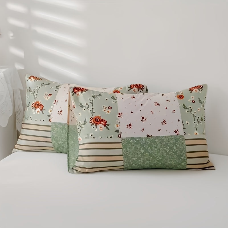 Green Floral Duvet Cover Set 3-Piece – Machine Washable Polyester with Zip Closure & 2 Pillowcases | Twin, Full, Queen, King