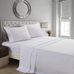 Striped Bed Sheet Set Extra Soft Breathable, Fade-Resistant Deep Pocket Fitted Sheets for Bedroom Guest Room Hotel – All Season 3/4 Piece (Flat Sheet, Fitted Sheet, Pillowcase)