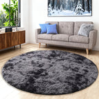Tie Dye Round Area Rug Soft Plush Shaggy Circle Floor Mat Non-Slip for Living Room Bedroom Dorm – Boho Rainbow & Solid Colors 4x4 5x5 6x6 7x7 8x8 Ft | Home Decor Aesthetic