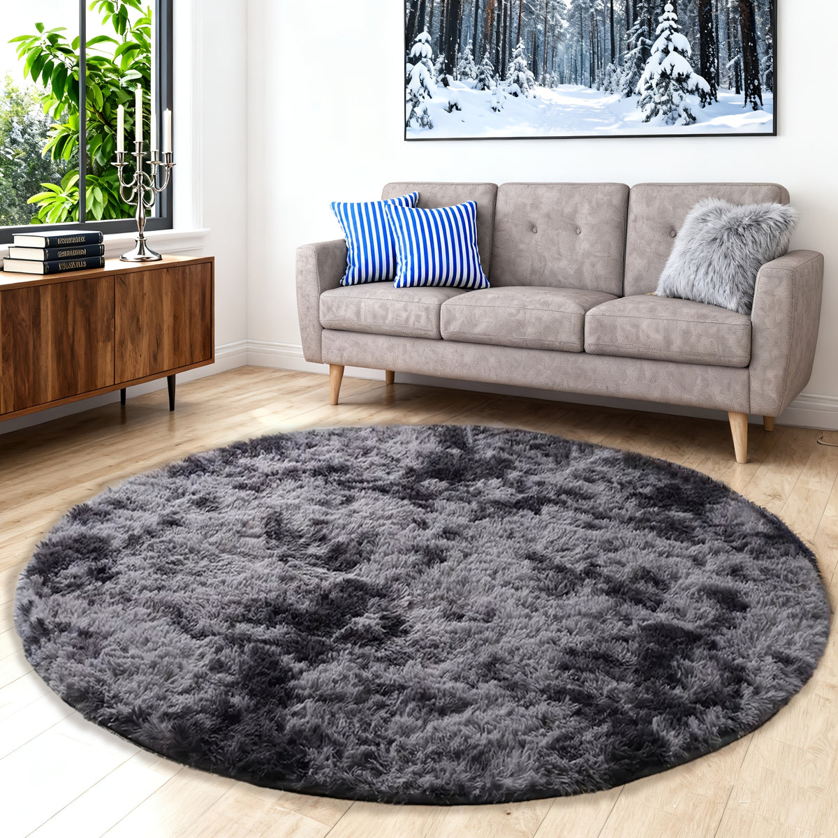 Tie Dye Round Area Rug Soft Plush Shaggy Circle Floor Mat Non-Slip for Living Room Bedroom Dorm – Boho Rainbow & Solid Colors 4x4 5x5 6x6 7x7 8x8 Ft | Home Decor Aesthetic