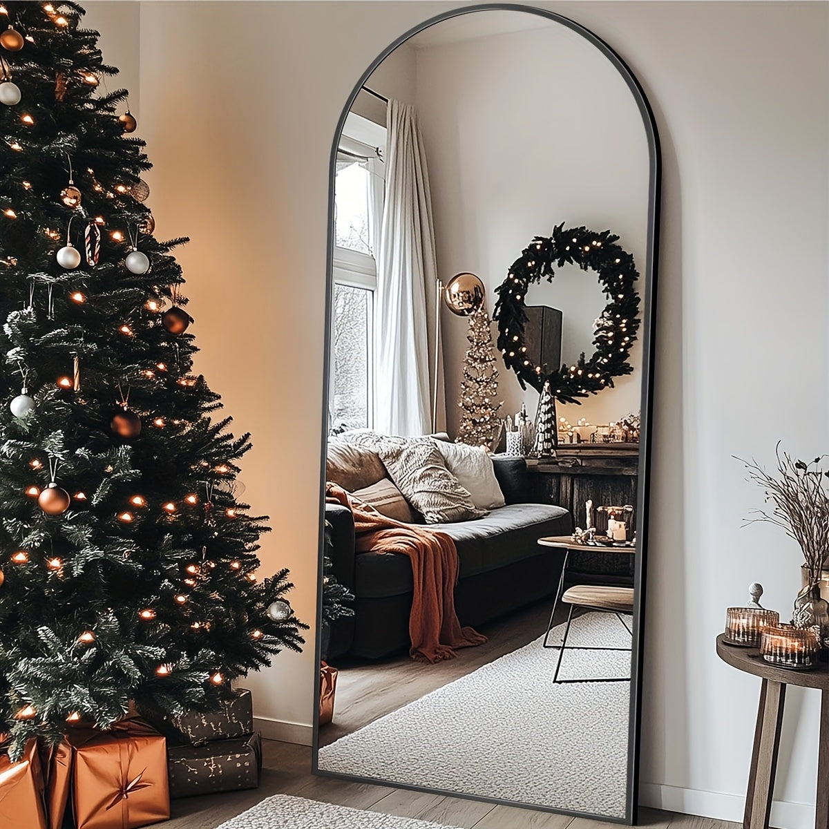 Arched Floor Mirror Full Length 58x18 Inch – Freestanding Leaning or Wall-Mounted Full Body Mirror with Rustproof Stand, Modern Arch Design for Bedroom, Living Room & Cloakroom
