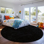 Round Shaggy Rug Soft Fluffy Plush Circular for Bedroom & Living Room – Easy Clean, Tie-Dye & Solid Colors, 3 Sizes 4x4 5x5 6x6ft