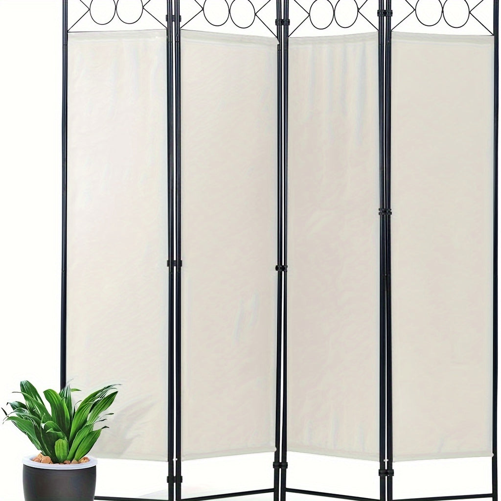 4 Panel Folding Room Divider Privacy Screen | Portable Wall Divider Partition for Home, Office & Bedroom Separation – Black, Grey, Beige, Tan