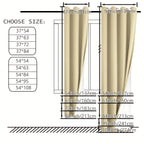 Grommet Blackout Curtains 2 Panels 100% Polyester for Bedroom, Living Room & Dining – Stainless Steel Rings, Black Backing, 8 Colors & 9 Sizes