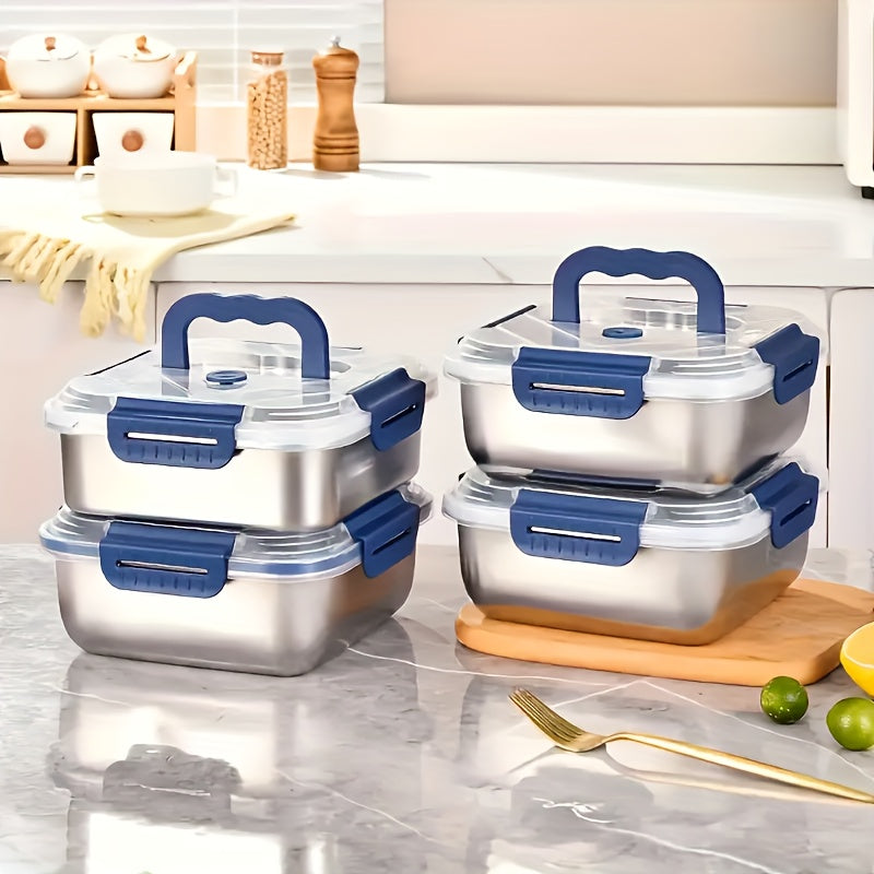 Stainless Steel Food Storage Containers Set of 4 – Extra Large 1800ml / 60oz, Airtight Leakproof Lids, Fridge & Freezer Safe, Meal Prep Lunch Box & Bento