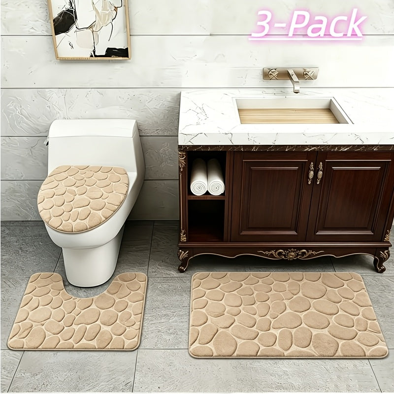 Super Absorbent Bath Mat Set 5 Piece Non-Slip Ultra Soft Bathroom Rugs, Premium Floor Mats for Bathtub Shower Vanity, 4 Colors Available