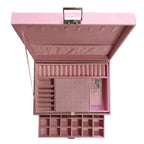 Luxury Velvet Jewelry Organizer Box with Drawers – Large Capacity High-End Jewelry Storage Case for Earrings, Rings, Necklaces & Bracelets, Travel Jewelry Box