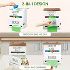 Wooden Trash Bag Dispenser Hanging Rack Under Sink Organizer for Garbage Bags Shopping Bags Tissues – Easy Install Space-Saving Kitchen Storage