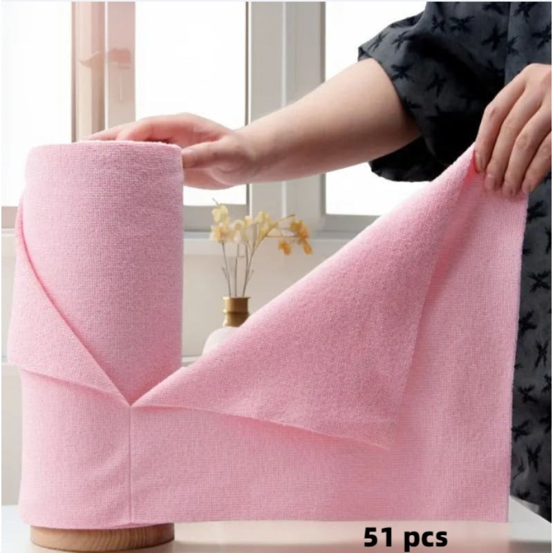 Reusable Microfiber Cleaning Towels 51pcs – Tearable Kitchen Roll Wipes, Absorbent Dish Cloth & Paper Towel Replacement, Multi-Surface Household Cleaning Rags, Eco-Friendly Kitchen Supplies
