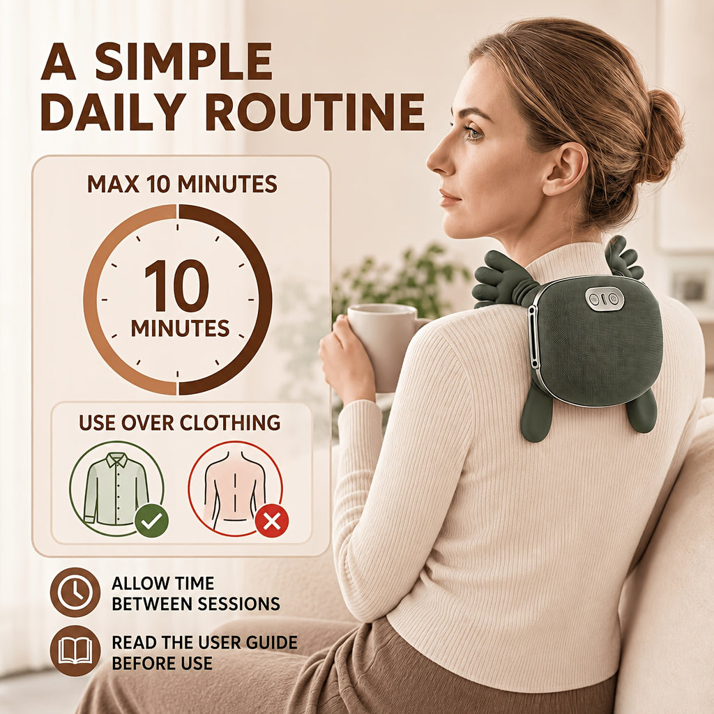 USB Cordless Neck & Shoulder Massager with 6D Hand Simulation – Electric Deep Kneading Shiatsu Massager for Neck Shoulder Back Pain Relief, USB-Powered with Charging Cord