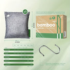 Bamboo Charcoal Odor Absorber Bags, Activated Charcoal Air Purifying Odor Eliminator for Home Car Closet Pet & Smoke Room, Natural Unscented Deodorizer, 6-Grid or 10-Pack