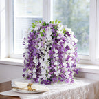 24 Pack Fake Wisteria Hanging Flowers 3.6 Feet Long, Artificial Wisteria Vine Garland for Wedding, Garden & Wall Decoration – White, Pink, Purple, Light Pink & Blue