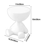 Bear Shaped Side Table Plastic Nightstand Cute Lamp Stand Coffee Cup Holder Compact Bedroom Living Room Decor Black Grey Coffee Green Pink