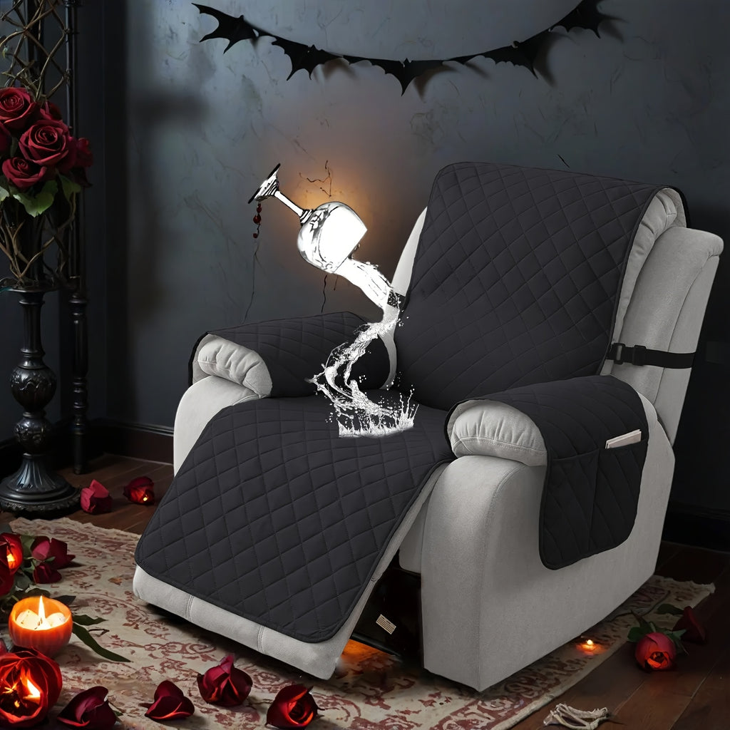 Chenille Knit Recliner Chair Cover 1pc – Non-Slip Sofa Slipcover with Elastic Straps & Drawstring for Large Recliners, Washable Pet Furniture Protector for Dogs Cats, Home Decor