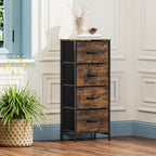 Fabric Storage Chest of 8 Drawers – 4 Independent Sections, Sturdy Metal Frame & Wood Tabletop, Bedroom Dresser for Closet, Living Room & Entryway | White & Brown