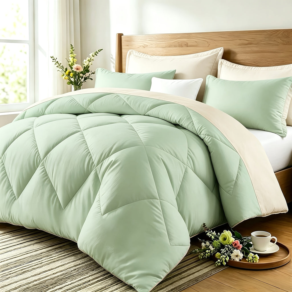 Quilt Set 3 Piece Lightweight Breathable Comforter with Pillowcases - Diamond Pattern Ultra-Fine Fiber Soft Bedding Set 42 Colors Twin Queen King Pinch Pleat
