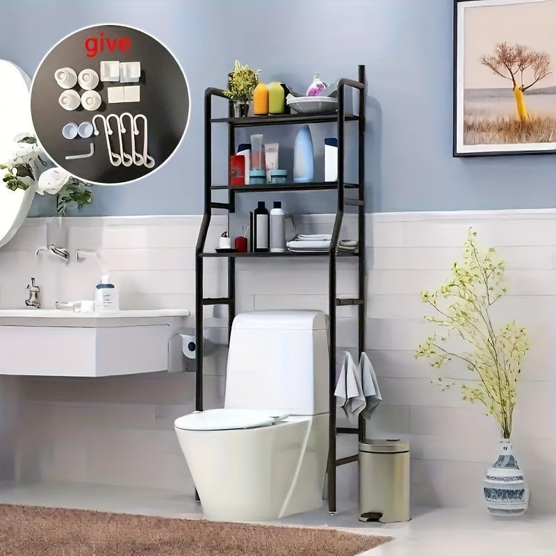 Over Toilet Storage Rack Metal Bathroom Organizer with Toilet Paper Holder and Hook Space Saving Above Toilet Shelf for Bathroom Laundry Room 3 or 4 Tier