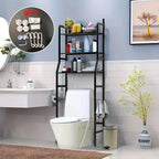 Over Toilet Storage Rack Metal Bathroom Organizer with Toilet Paper Holder and Hook Space Saving Above Toilet Shelf for Bathroom Laundry Room 3 or 4 Tier