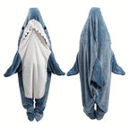 Shark Blanket Onesie Wearable Flannel Sleeping Bag with Hood - Cozy Shark Costume Blanket for Halloween, Shark Week & Parties, Machine Washable Funny Wearable Blanket