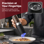 Electric Salt and Pepper Grinder Set 2-Pack - Automatic Battery-Powered Mill with LED Light, Adjustable Coarseness, Large Capacity for Home Kitchen & BBQ - Great Father's Day & Birthday Gift