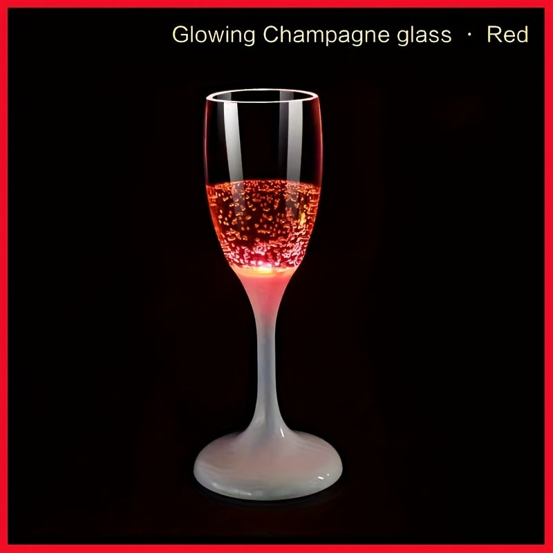 LED Light-Up Champagne Flutes – Glow in the Dark Plastic Wine Glasses | Colorful Glowing Party Cups for Birthday, Christmas, Halloween & Weddings | 1pc or 6-Pack