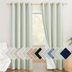 Linen Blackout Curtains 2 Panels 100% Farmhouse Grommet Top – Thermal Insulated Thick Window Drapes for Living Room Bedroom, 11 Colors 6 Sizes