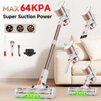 Cordless Vacuum Cleaner 54-64 KPA Lightweight with Anti-Tangle Brush, Removable Battery & Green LED – 45-Min Runtime for Carpet, Pet Hair, Hardwood Floors & Car Detailing